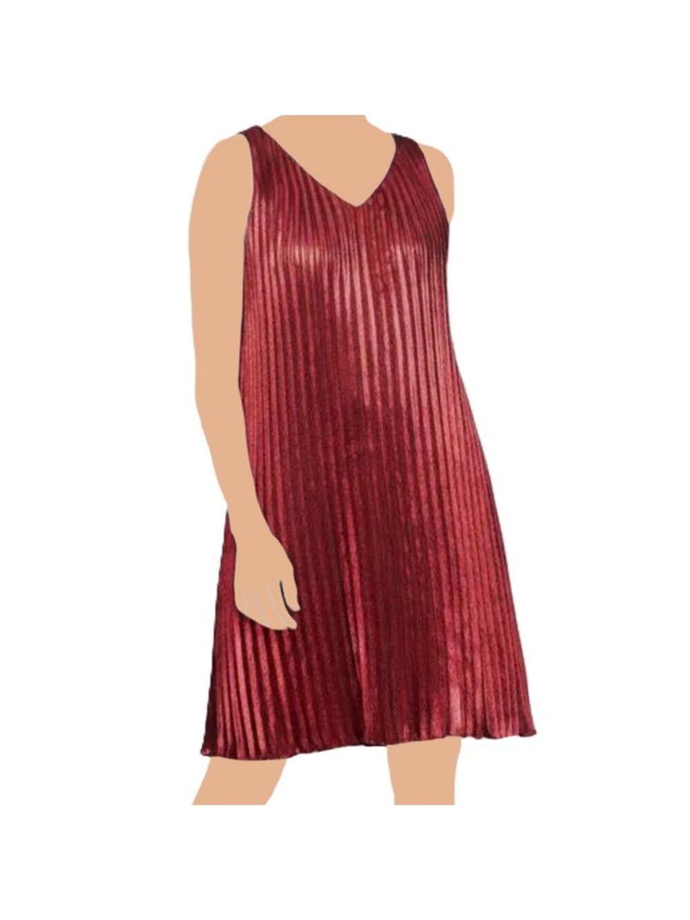SNLY Fashions Women's V-Neck Sleeveless Pleated Red Dress Size 4 NWT